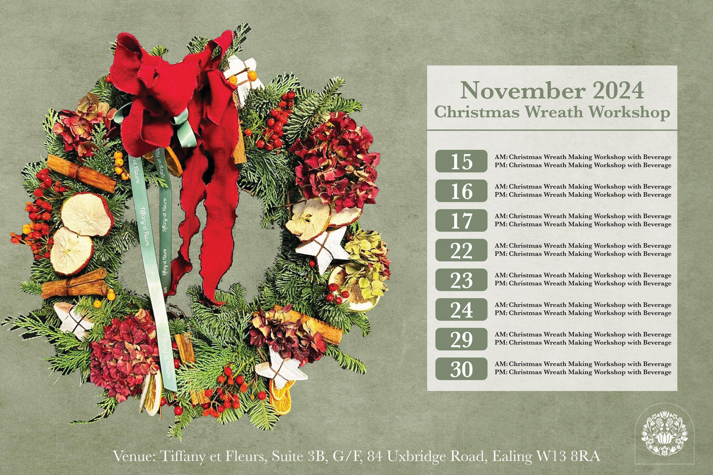 Christmas Wreath Workshop (Available from 15 November - 20 December 2024)